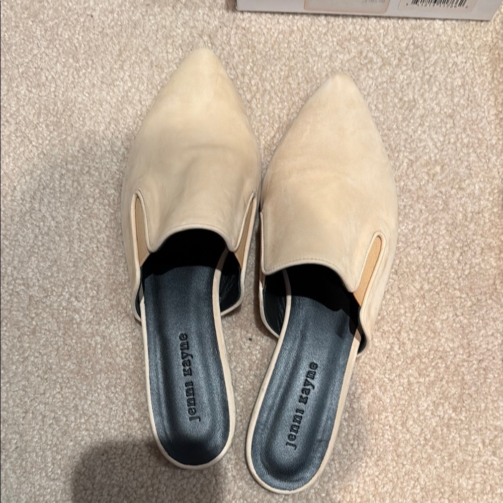 Jenni Kayne Beige Pointed-Toe Suede Mules